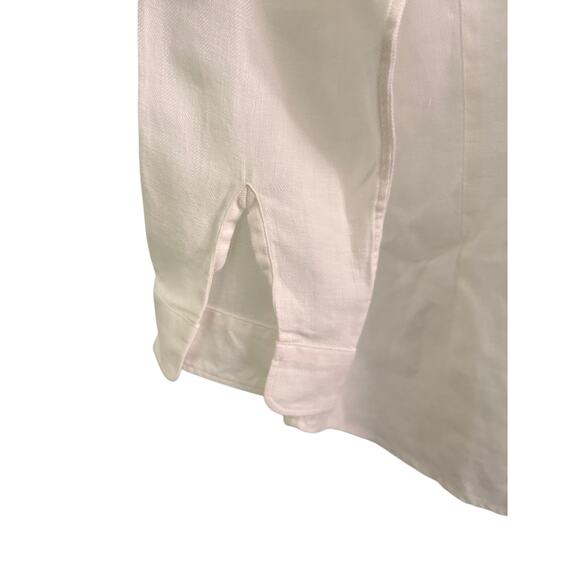 Lauren Ralph Lauren Shirt Womens M‎ White Linen Gold Button Crest Classic - Picture 7 of 8